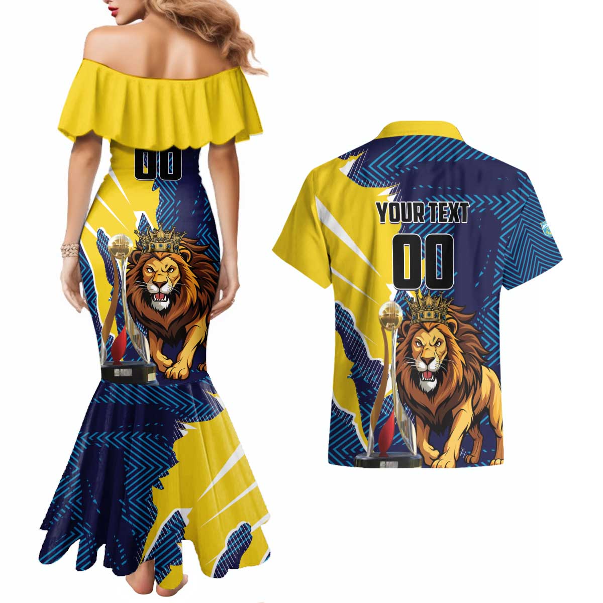 Custom Kings Saint Lucia Champions Cricket Couples Matching Mermaid Dress and Hawaiian Shirt St Lucia Glory Awaits - Wonder Print Shop
