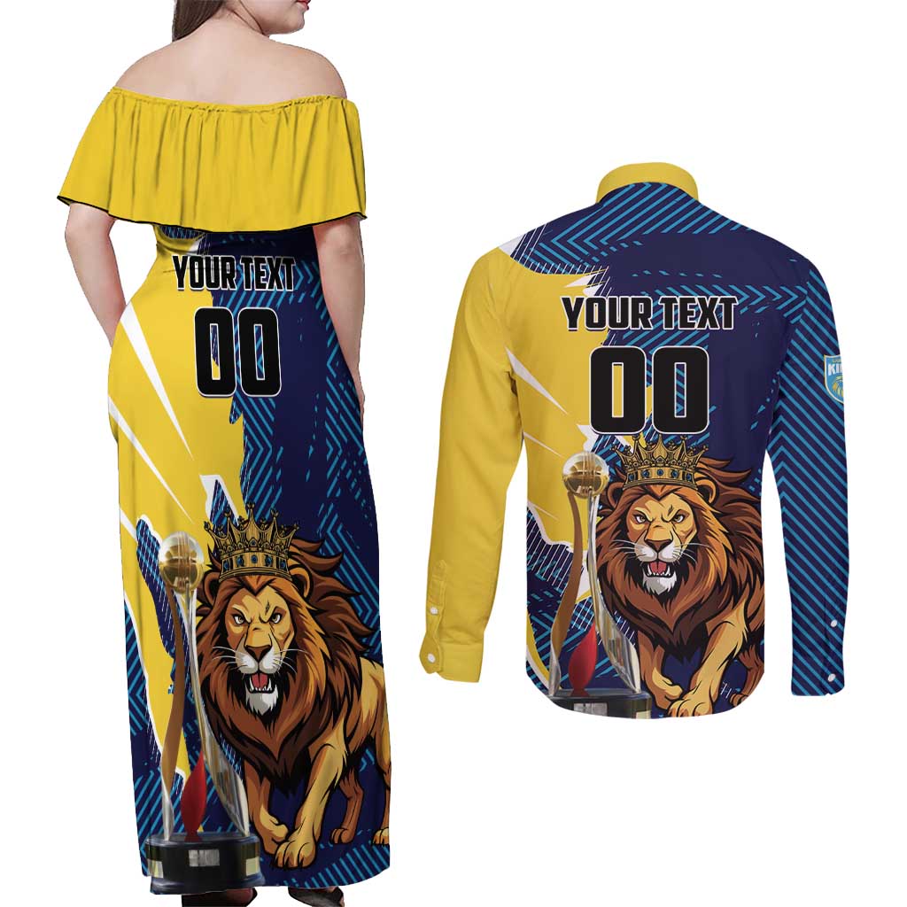 Custom Kings Saint Lucia Champions Cricket Couples Matching Off Shoulder Maxi Dress and Long Sleeve Button Shirt St Lucia Glory Awaits - Wonder Print Shop