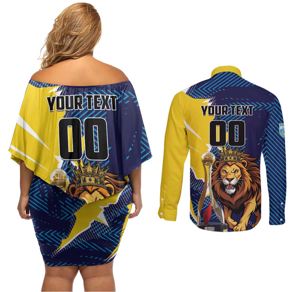 Custom Kings Saint Lucia Champions Cricket Couples Matching Off Shoulder Short Dress and Long Sleeve Button Shirt St Lucia Glory Awaits - Wonder Print Shop