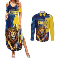 Custom Kings Saint Lucia Champions Cricket Couples Matching Summer Maxi Dress and Long Sleeve Button Shirt St Lucia Glory Awaits - Wonder Print Shop