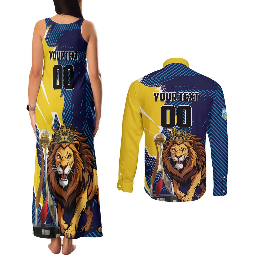 Custom Kings Saint Lucia Champions Cricket Couples Matching Tank Maxi Dress and Long Sleeve Button Shirt St Lucia Glory Awaits - Wonder Print Shop