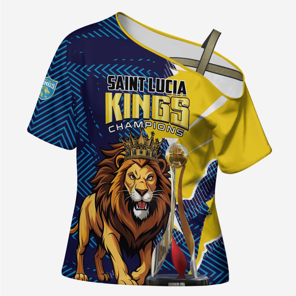 Custom Kings Saint Lucia Champions Cricket Cross Shoulder Shirt St Lucia Glory Awaits - Wonder Print Shop
