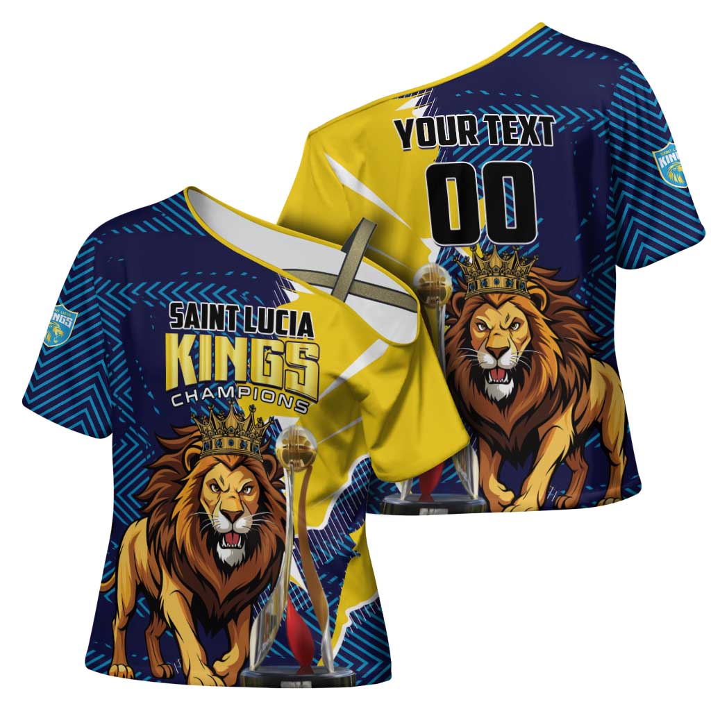 Custom Kings Saint Lucia Champions Cricket Cross Shoulder Shirt St Lucia Glory Awaits - Wonder Print Shop