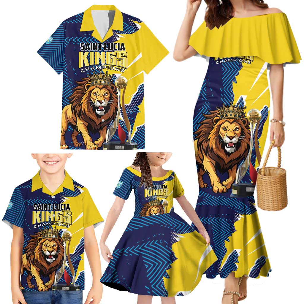 Custom Kings Saint Lucia Champions Cricket Family Matching Mermaid Dress and Hawaiian Shirt St Lucia Glory Awaits - Wonder Print Shop
