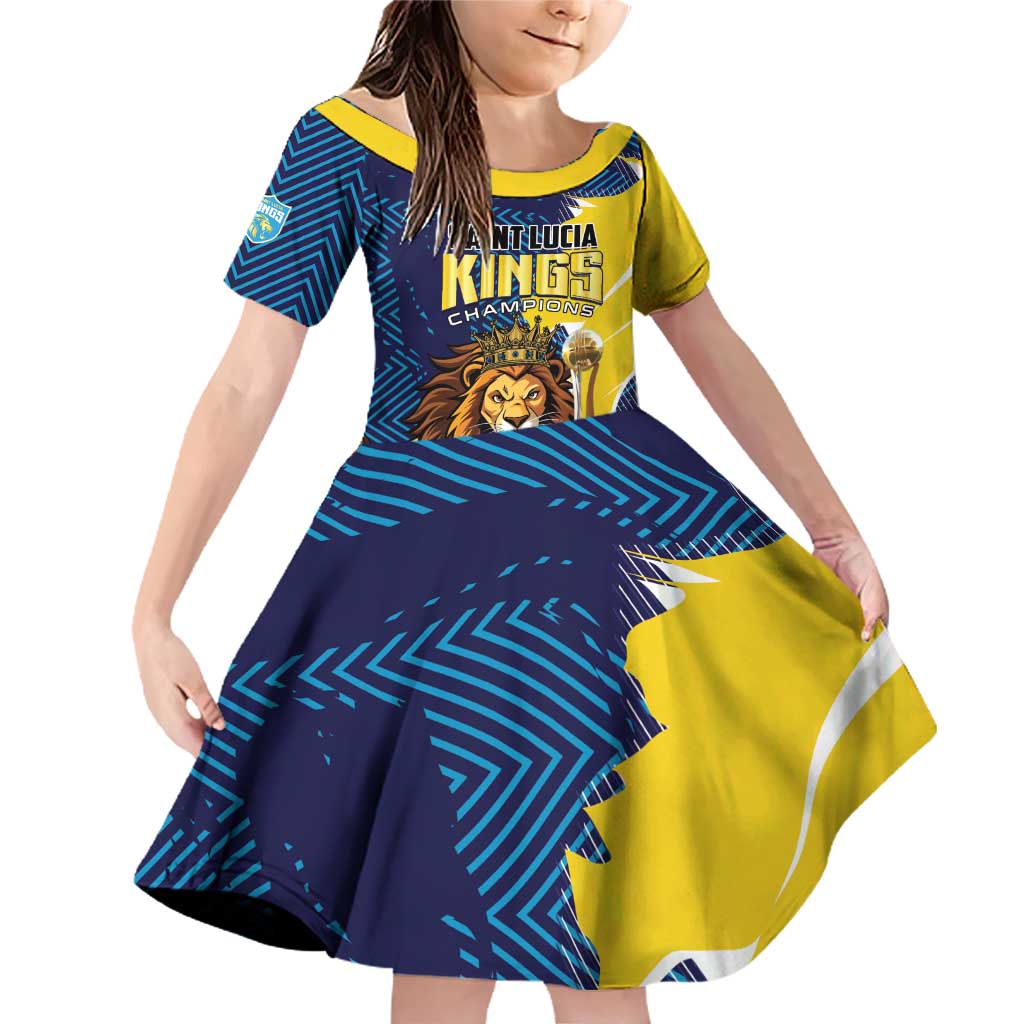 Custom Kings Saint Lucia Champions Cricket Family Matching Off Shoulder Short Dress and Hawaiian Shirt St Lucia Glory Awaits - Wonder Print Shop