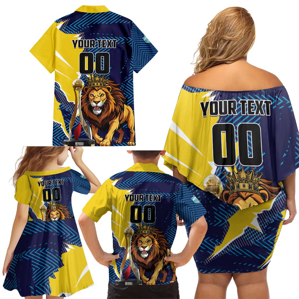Custom Kings Saint Lucia Champions Cricket Family Matching Off Shoulder Short Dress and Hawaiian Shirt St Lucia Glory Awaits - Wonder Print Shop