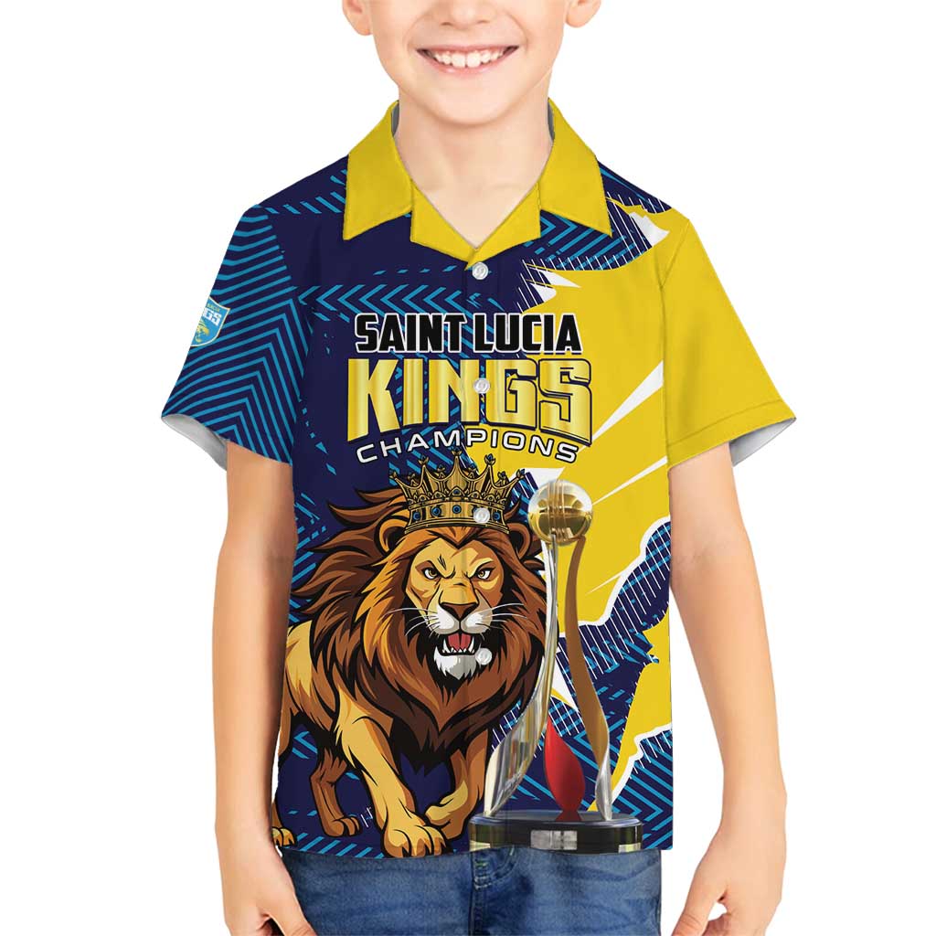 Custom Kings Saint Lucia Champions Cricket Family Matching Off Shoulder Short Dress and Hawaiian Shirt St Lucia Glory Awaits - Wonder Print Shop