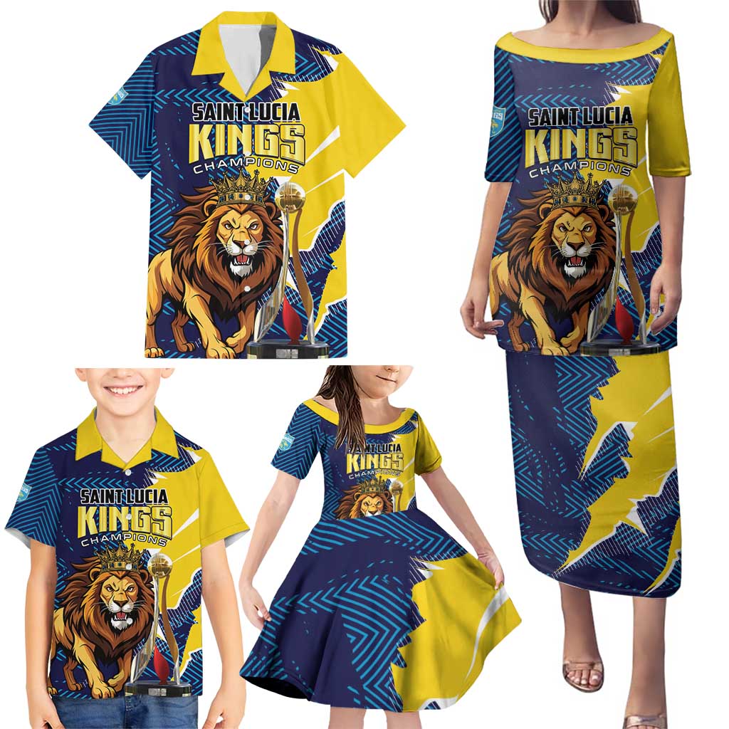 Custom Kings Saint Lucia Champions Cricket Family Matching Puletasi and Hawaiian Shirt St Lucia Glory Awaits - Wonder Print Shop