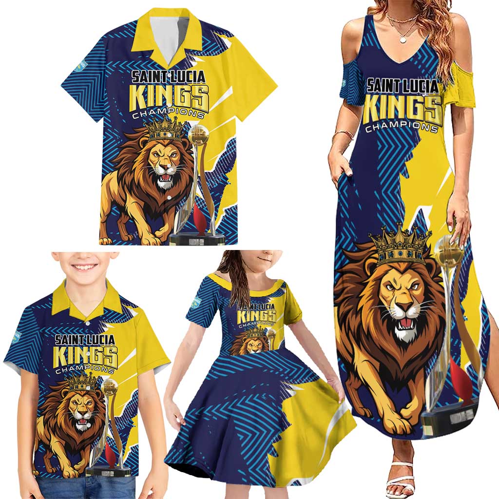 Custom Kings Saint Lucia Champions Cricket Family Matching Summer Maxi Dress and Hawaiian Shirt St Lucia Glory Awaits - Wonder Print Shop