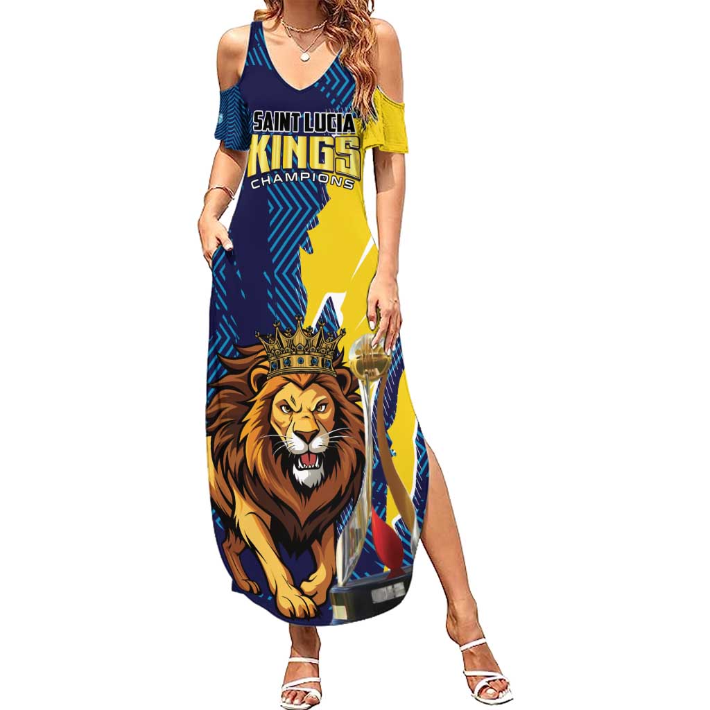 Custom Kings Saint Lucia Champions Cricket Family Matching Summer Maxi Dress and Hawaiian Shirt St Lucia Glory Awaits - Wonder Print Shop