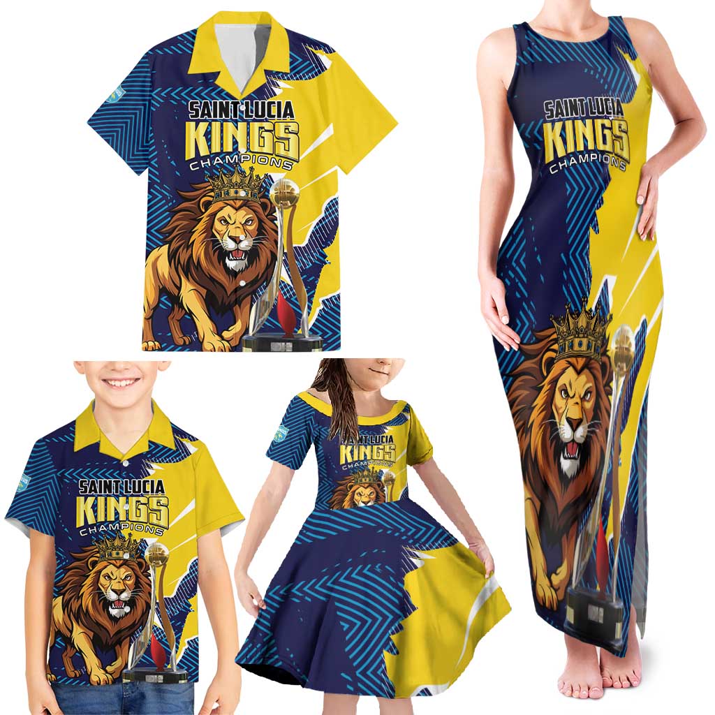 Custom Kings Saint Lucia Champions Cricket Family Matching Tank Maxi Dress and Hawaiian Shirt St Lucia Glory Awaits - Wonder Print Shop