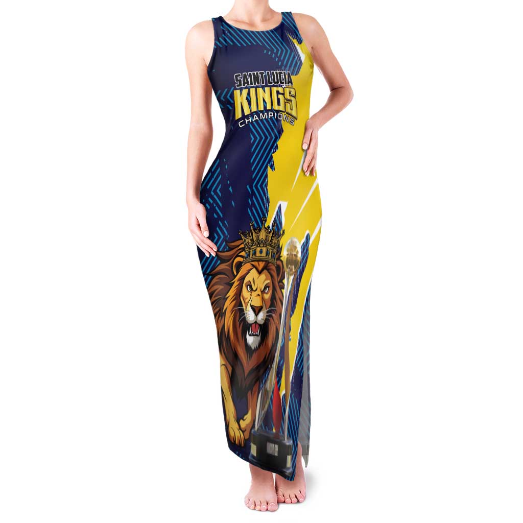 Custom Kings Saint Lucia Champions Cricket Family Matching Tank Maxi Dress and Hawaiian Shirt St Lucia Glory Awaits - Wonder Print Shop