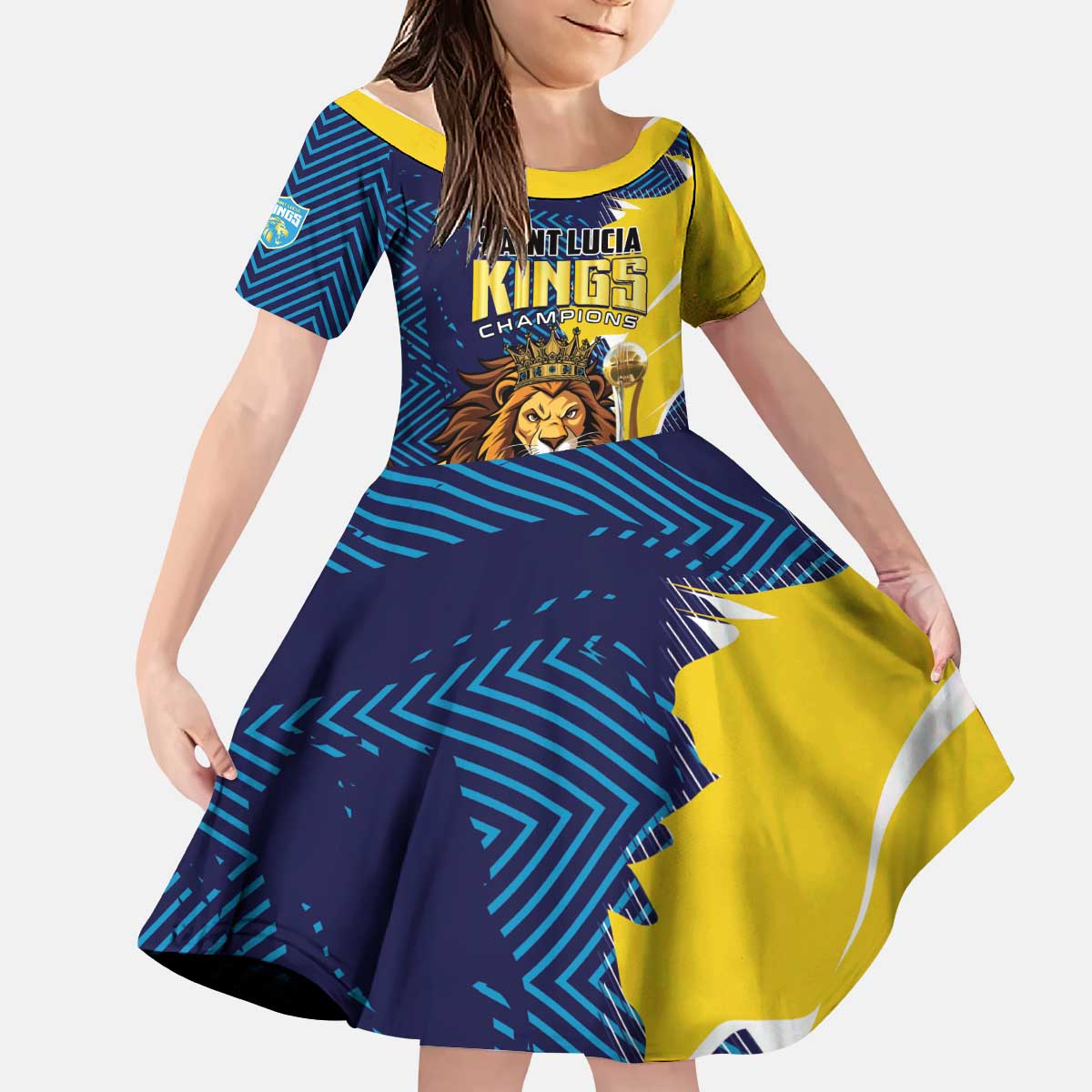 Custom Kings Saint Lucia Champions Cricket Kid Short Sleeve Dress St Lucia Glory Awaits - Wonder Print Shop