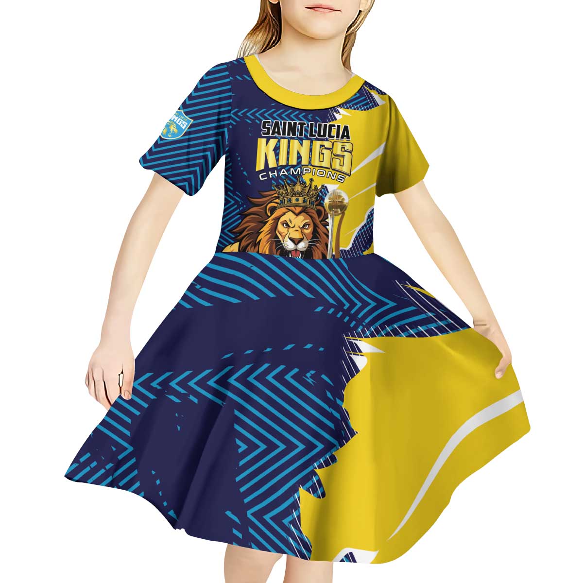 Custom Kings Saint Lucia Champions Cricket Kid Short Sleeve Dress St Lucia Glory Awaits - Wonder Print Shop