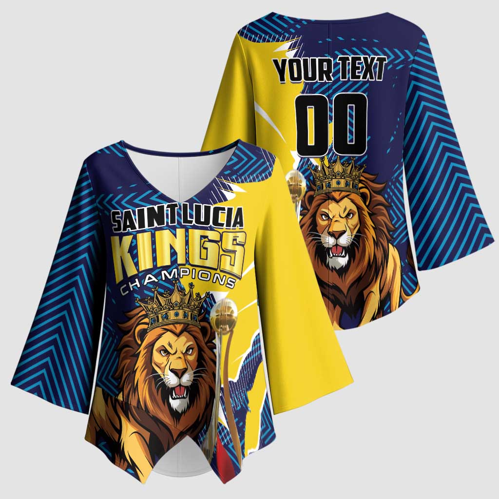 Custom Kings Saint Lucia Champions Cricket Kimono Sleeve Blouse St Lucia Glory Awaits - Wonder Print Shop