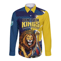 Custom Kings Saint Lucia Champions Cricket Long Sleeve Button Shirt St Lucia Glory Awaits - Wonder Print Shop