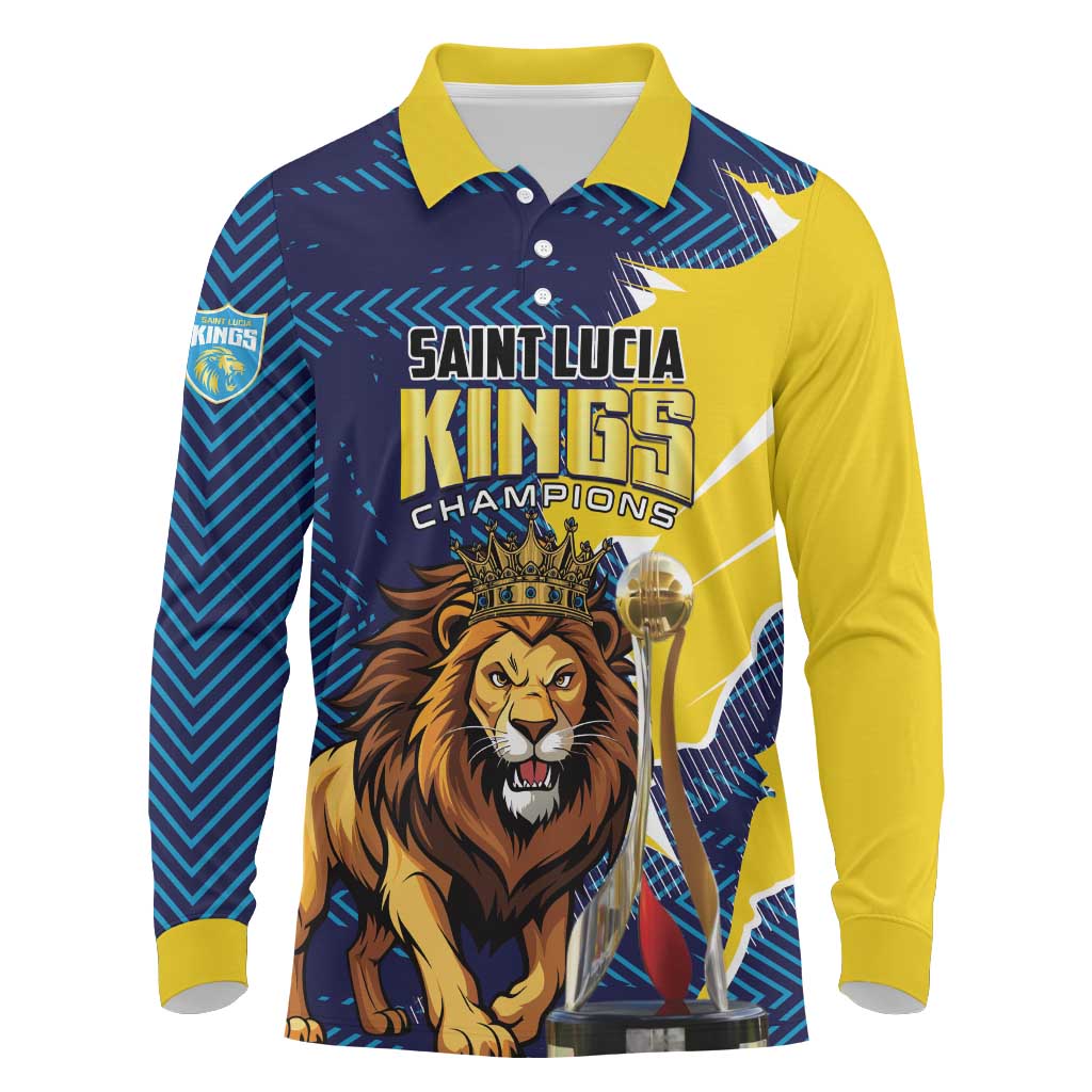 Custom Kings Saint Lucia Champions Cricket Long Sleeve Polo Shirt St Lucia Glory Awaits - Wonder Print Shop