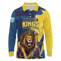 Custom Kings Saint Lucia Champions Cricket Long Sleeve Polo Shirt St Lucia Glory Awaits - Wonder Print Shop