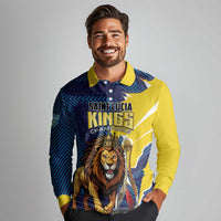 Custom Kings Saint Lucia Champions Cricket Long Sleeve Polo Shirt St Lucia Glory Awaits - Wonder Print Shop