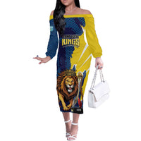 Custom Kings Saint Lucia Champions Cricket Off The Shoulder Long Sleeve Dress St Lucia Glory Awaits - Wonder Print Shop