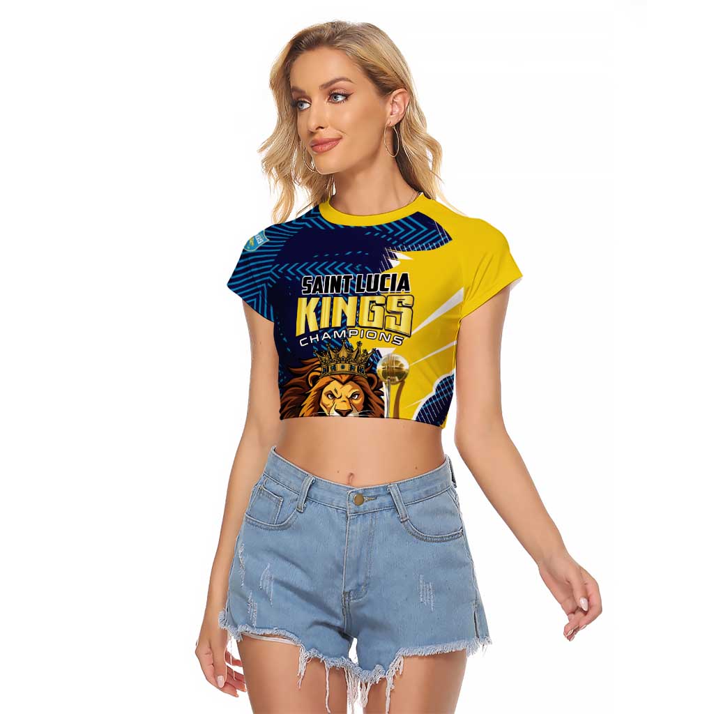 Custom Kings Saint Lucia Champions Cricket Raglan Cropped T Shirt St Lucia Glory Awaits - Wonder Print Shop