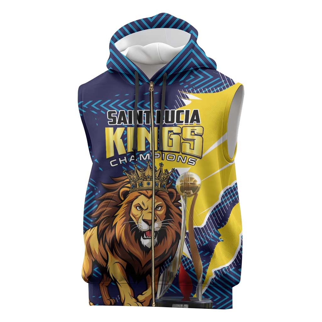 Custom Kings Saint Lucia Champions Cricket Sleeveless Zip Hoodie St Lucia Glory Awaits - Wonder Print Shop