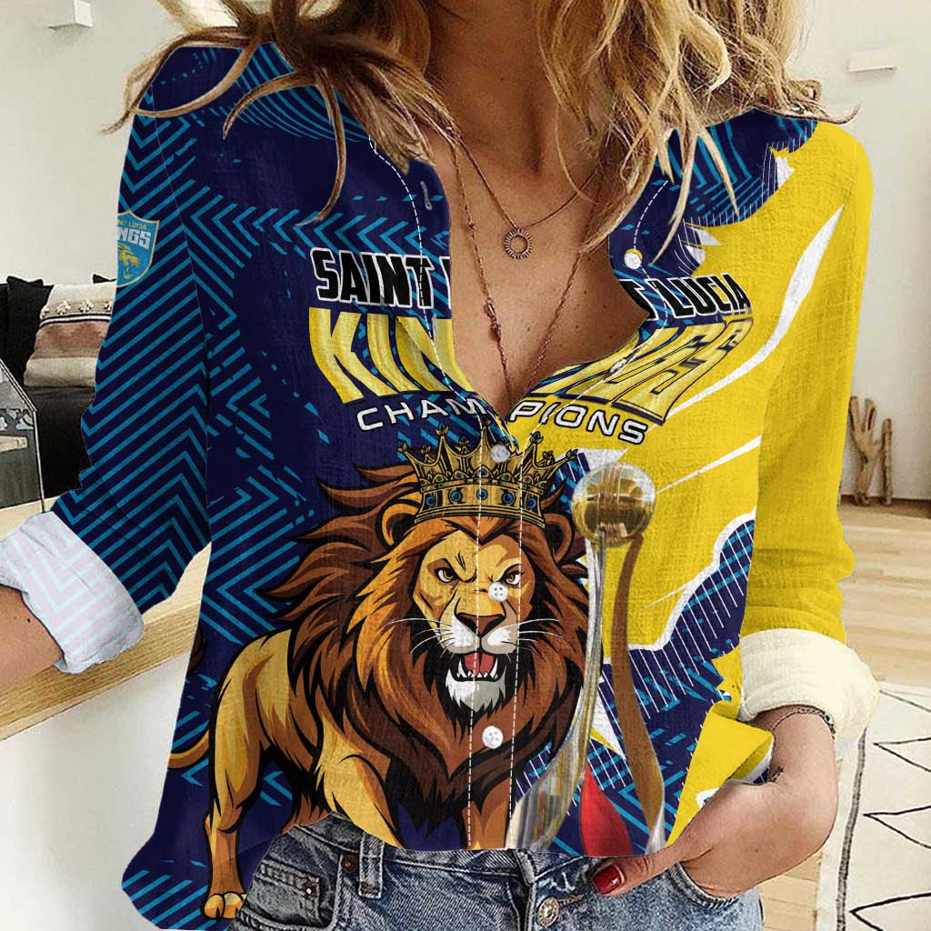 Custom Kings Saint Lucia Champions Cricket Women Casual Shirt St Lucia Glory Awaits - Wonder Print Shop