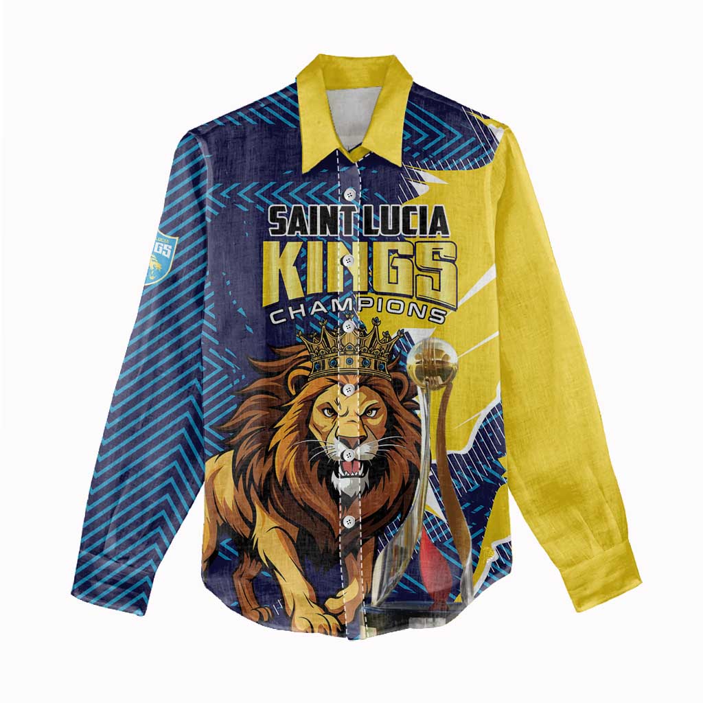 Custom Kings Saint Lucia Champions Cricket Women Casual Shirt St Lucia Glory Awaits - Wonder Print Shop