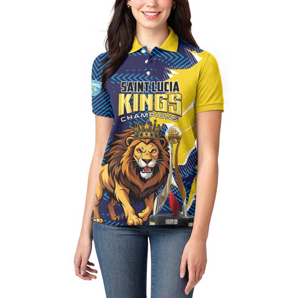 Custom Kings Saint Lucia Champions Cricket Women Polo Shirt St Lucia Glory Awaits - Wonder Print Shop
