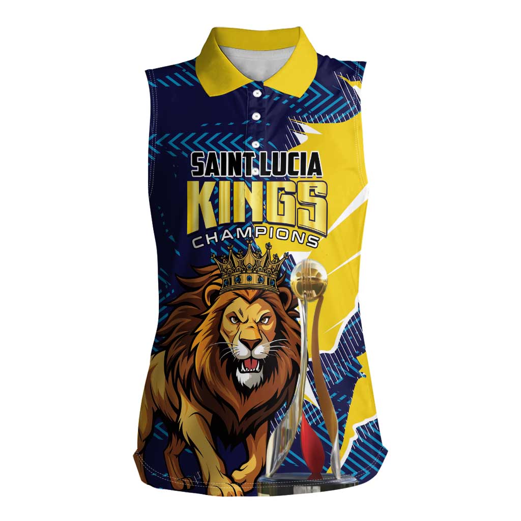 Custom Kings Saint Lucia Champions Cricket Women Sleeveless Polo Shirt St Lucia Glory Awaits - Wonder Print Shop