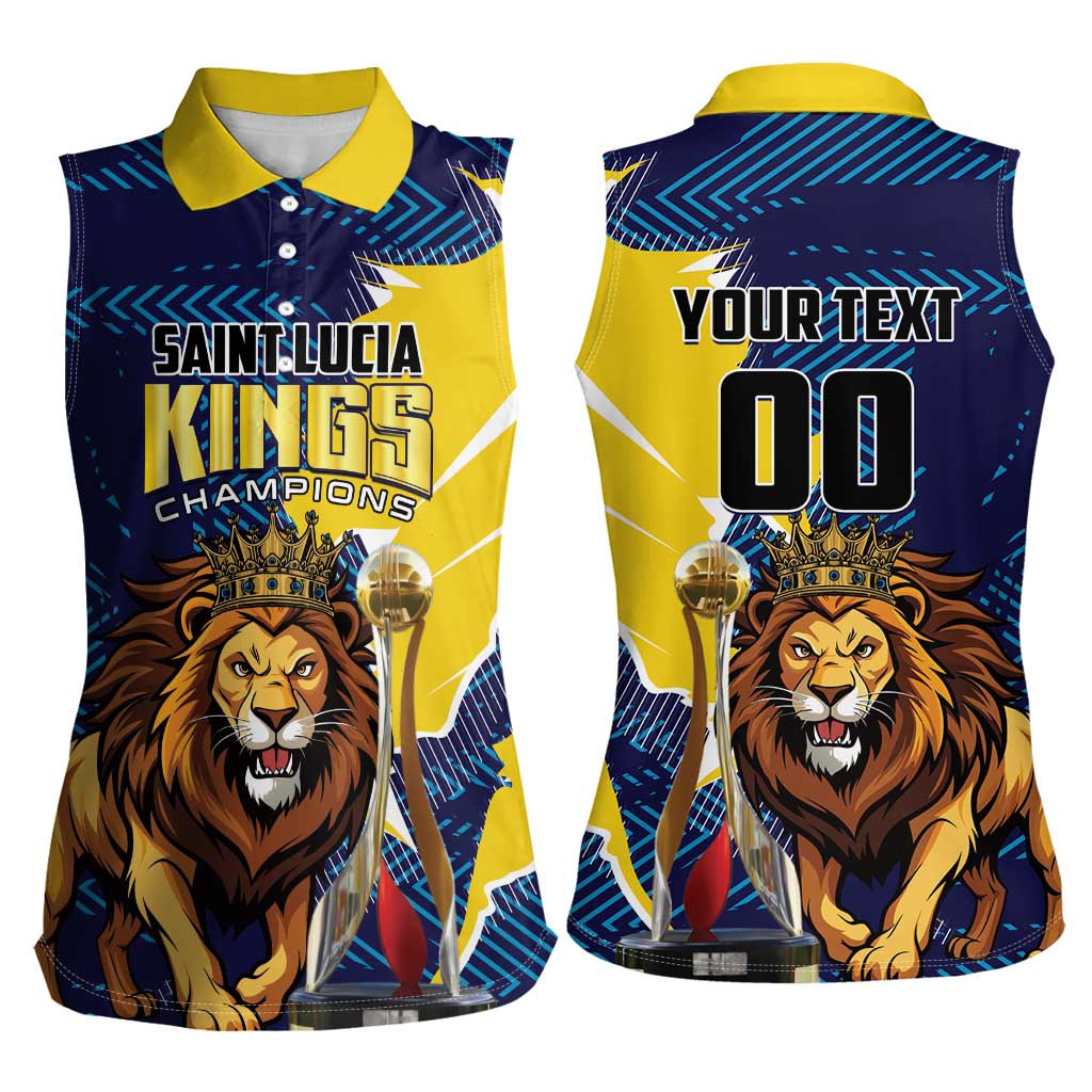 Custom Kings Saint Lucia Champions Cricket Women Sleeveless Polo Shirt St Lucia Glory Awaits - Wonder Print Shop