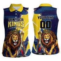 Custom Kings Saint Lucia Champions Cricket Women Sleeveless Polo Shirt St Lucia Glory Awaits - Wonder Print Shop