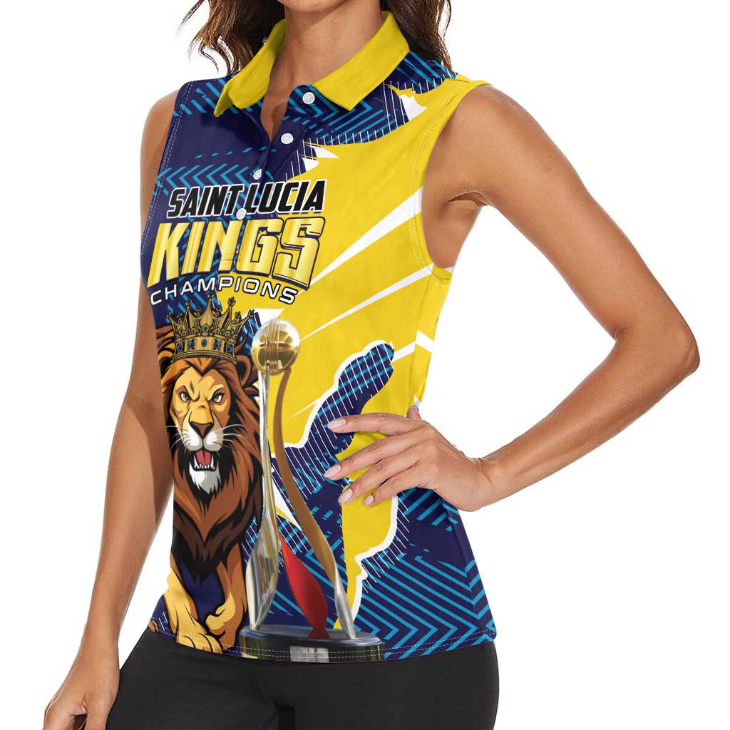 Custom Kings Saint Lucia Champions Cricket Women Sleeveless Polo Shirt St Lucia Glory Awaits - Wonder Print Shop