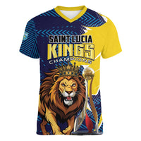 Custom Kings Saint Lucia Champions Cricket Women V-Neck T-Shirt St Lucia Glory Awaits - Wonder Print Shop