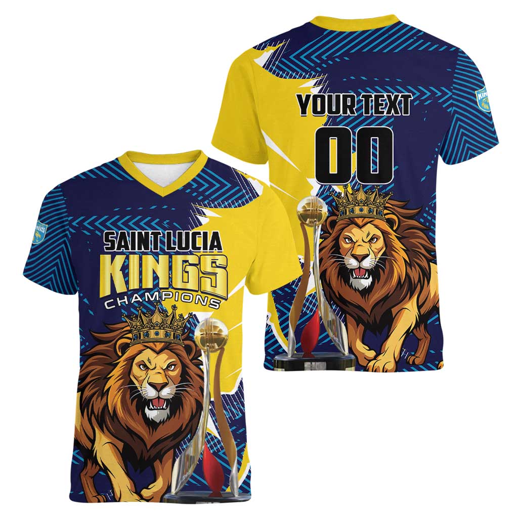 Custom Kings Saint Lucia Champions Cricket Women V-Neck T-Shirt St Lucia Glory Awaits - Wonder Print Shop