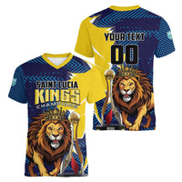 Custom Kings Saint Lucia Champions Cricket Women V-Neck T-Shirt St Lucia Glory Awaits - Wonder Print Shop