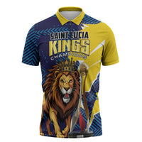 Custom Kings Saint Lucia Champions Cricket Zipper Polo Shirt St Lucia Glory Awaits - Wonder Print Shop