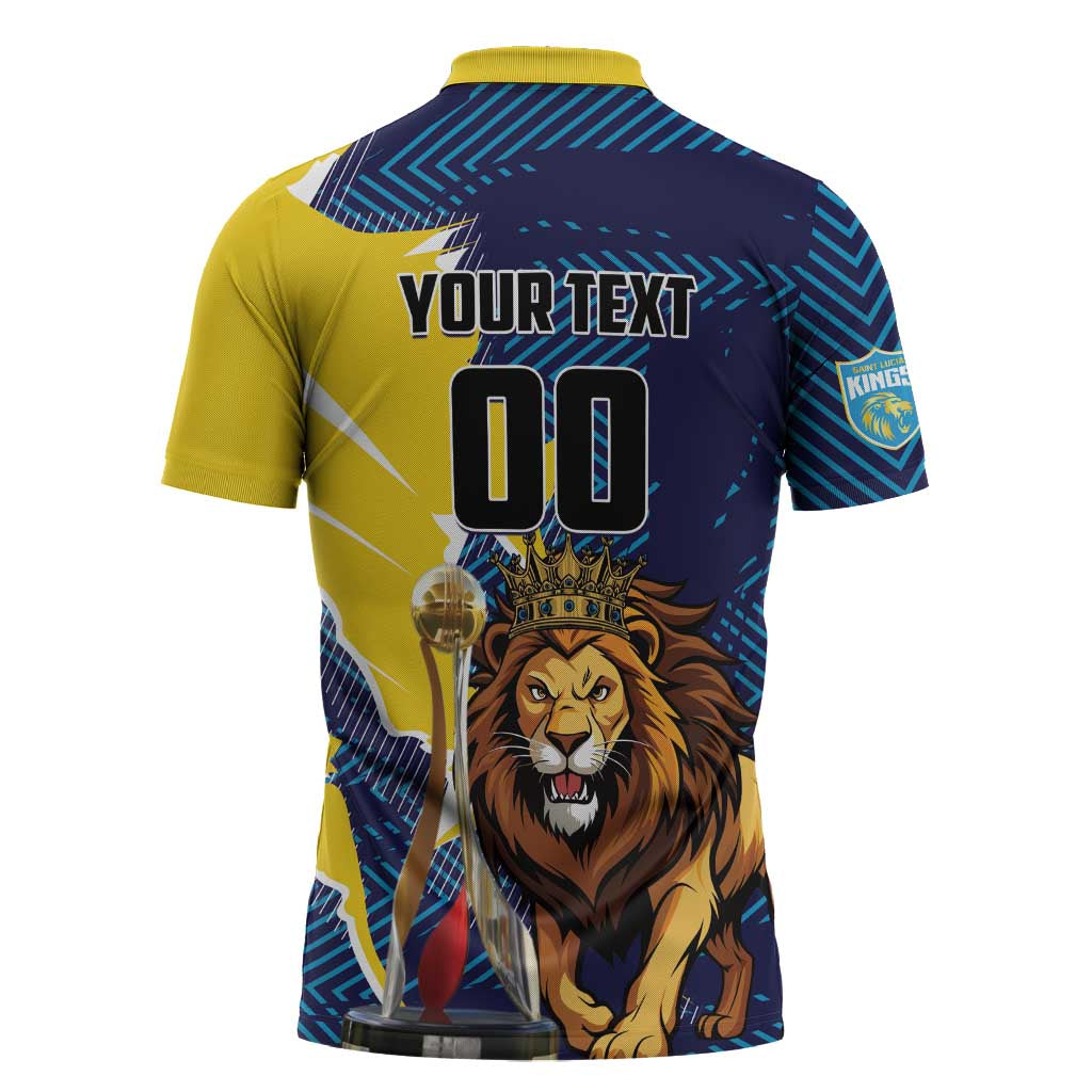 Custom Kings Saint Lucia Champions Cricket Zipper Polo Shirt St Lucia Glory Awaits - Wonder Print Shop