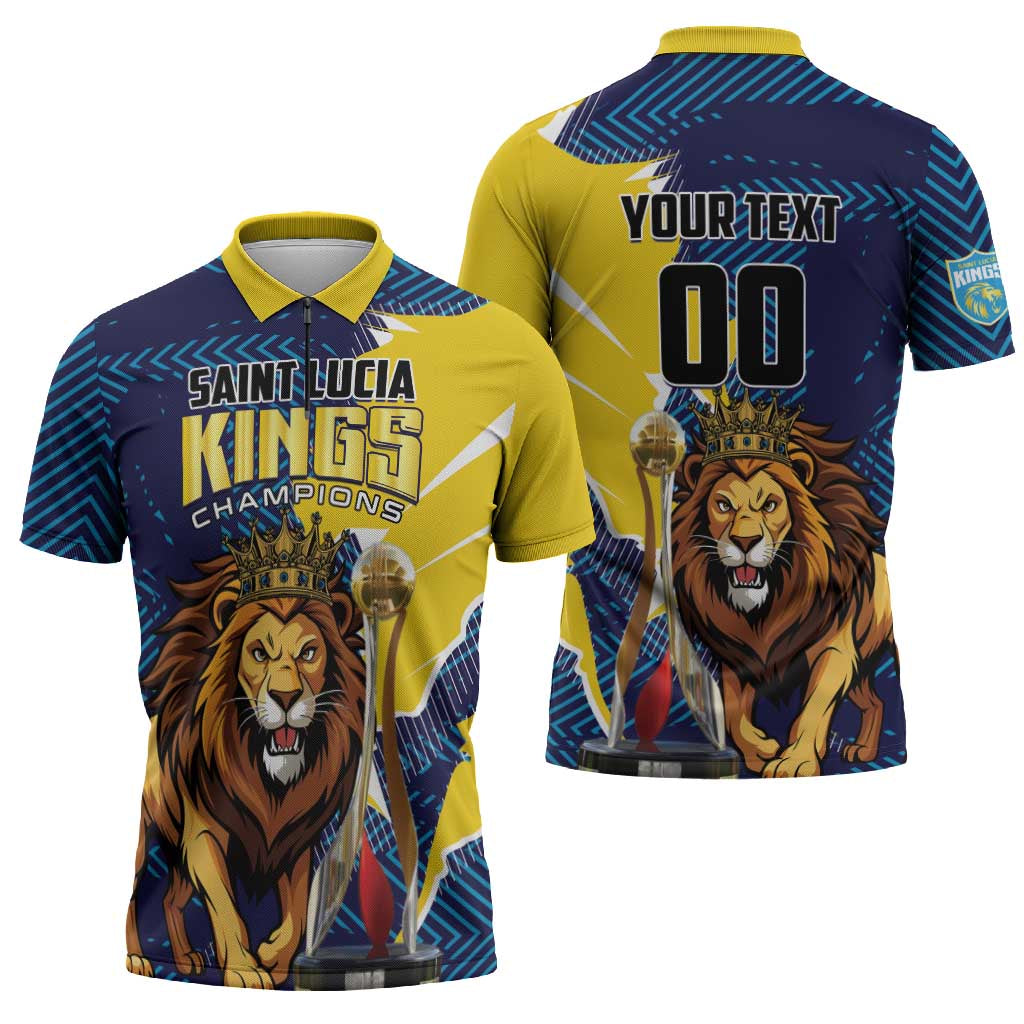 Custom Kings Saint Lucia Champions Cricket Zipper Polo Shirt St Lucia Glory Awaits - Wonder Print Shop