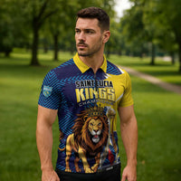 Custom Kings Saint Lucia Champions Cricket Zipper Polo Shirt St Lucia Glory Awaits - Wonder Print Shop