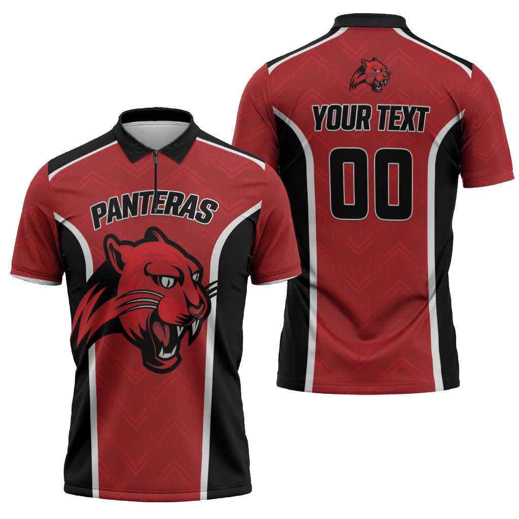 Panteras Guatemala Rugby Custom Zipper Polo Shirt Siempre Fuertes Siempre Panteras - Wonder Print Shop