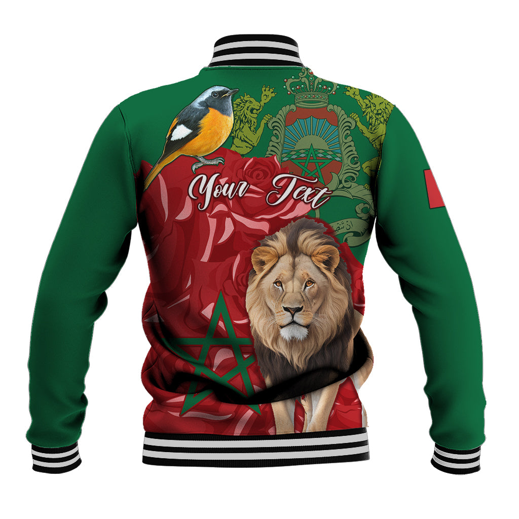 Morocco Independence Day Baseball Jacket Barbary Lion With Moussier Redstart - Wonder Print Shop