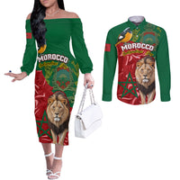 morocco-independence-day-couples-matching-off-the-shoulder-long-sleeve-dress-and-long-sleeve-button-shirts-barbary-lion-with-moussier-redstart