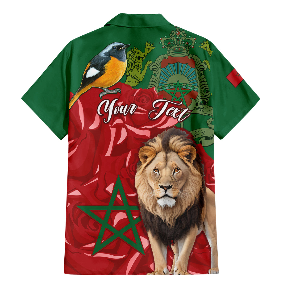 Morocco Independence Day Family Matching Mermaid Dress and Hawaiian Shirt Barbary Lion With Moussier Redstart - Wonder Print Shop