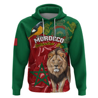 Morocco Independence Day Hoodie Barbary Lion With Moussier Redstart - Wonder Print Shop