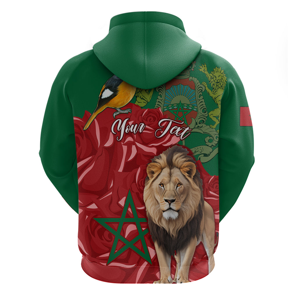 Morocco Independence Day Hoodie Barbary Lion With Moussier Redstart - Wonder Print Shop