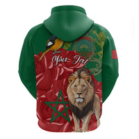 Morocco Independence Day Hoodie Barbary Lion With Moussier Redstart - Wonder Print Shop