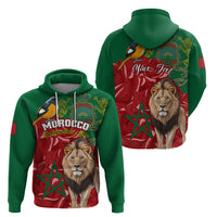 Morocco Independence Day Hoodie Barbary Lion With Moussier Redstart - Wonder Print Shop