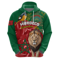 Morocco Independence Day Hoodie Barbary Lion With Moussier Redstart - Wonder Print Shop