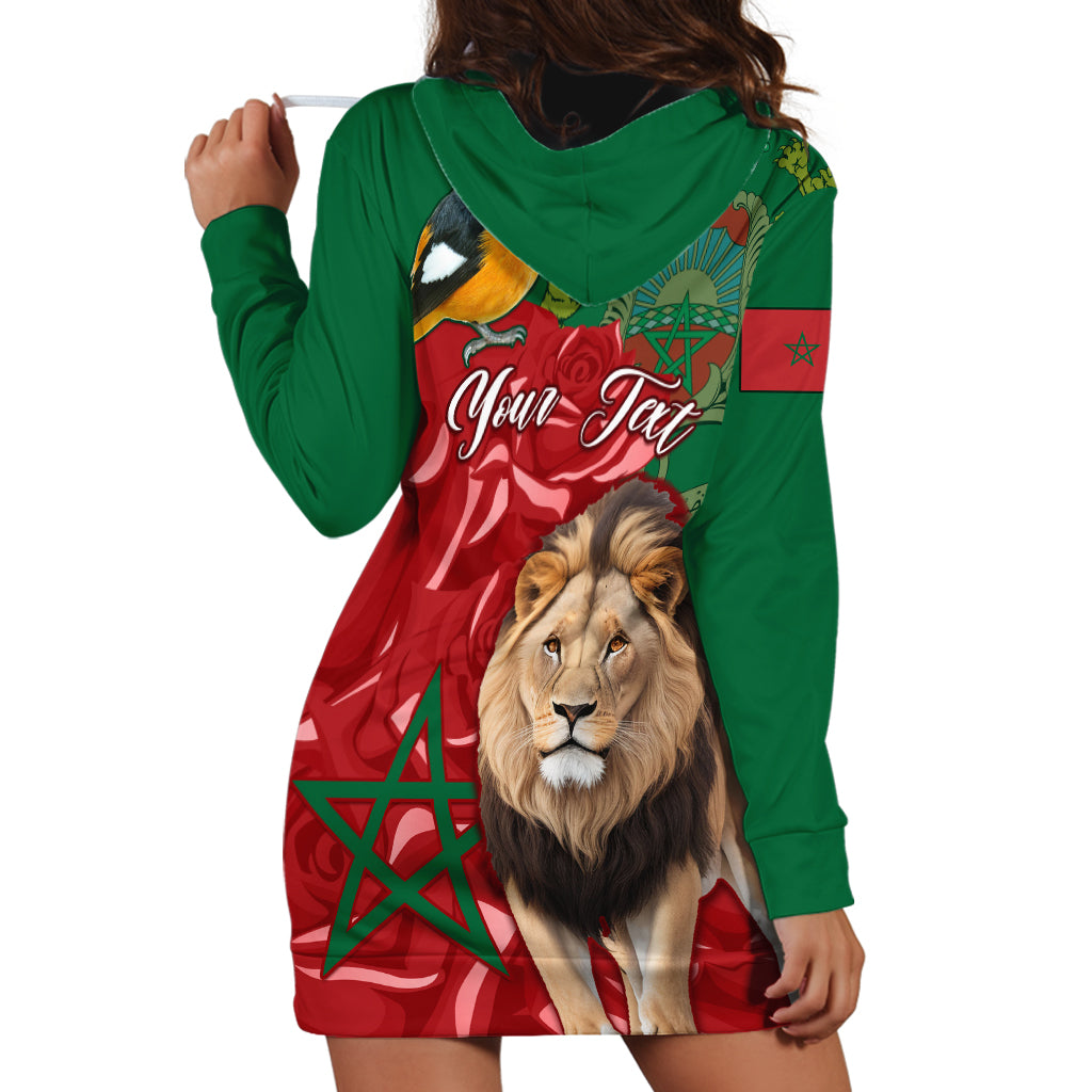 Morocco Independence Day Hoodie Dress Barbary Lion With Moussier Redstart - Wonder Print Shop